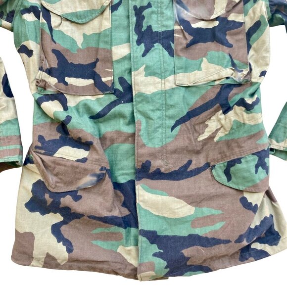 US Army Cold Weather Field Jacket Small-Long Woodland Camo Coat M65 Camouflage - Picture 3 of 6